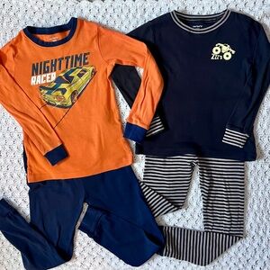 Carter's bundle- two sets of cars and trucks long sleeve pajamas- size 6